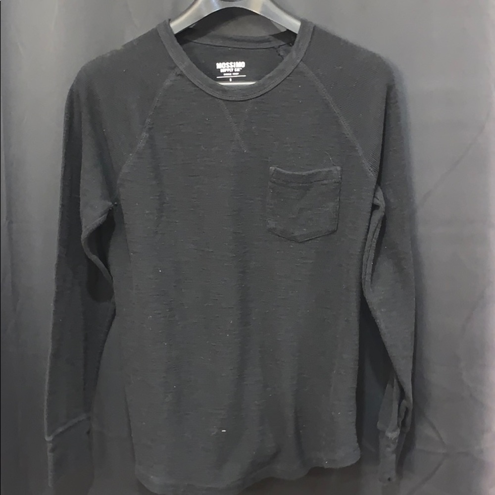 Black Pocketed Thermal T Shirt